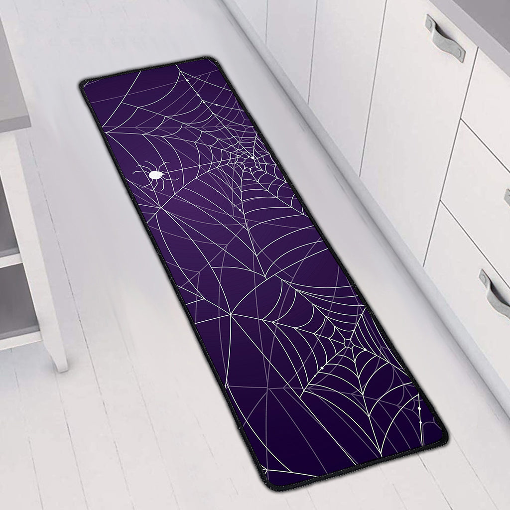Purple Spider Web Pattern Print Long Kitchen Mat
