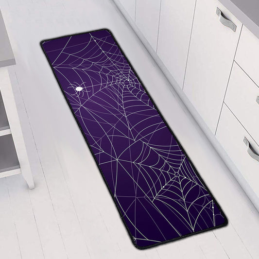 Purple Spider Web Pattern Print Long Kitchen Mat