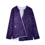 Purple Spider Web Pattern Print Long Sleeve Short Coat