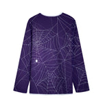 Purple Spider Web Pattern Print Long Sleeve Short Coat