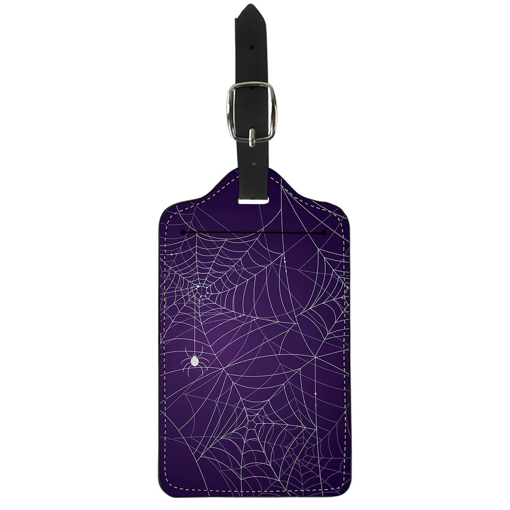 Purple Spider Web Pattern Print Luggage Tag