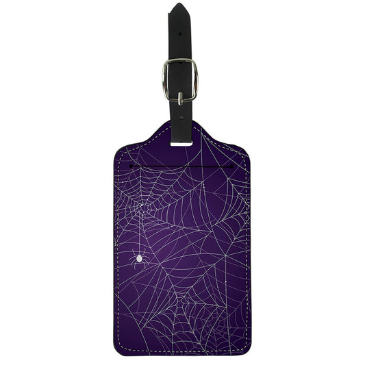 Purple Spider Web Pattern Print Luggage Tag