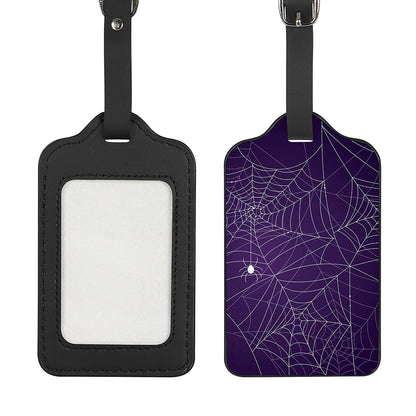 Purple Spider Web Pattern Print Luggage Tag