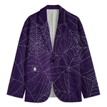 Purple Spider Web Pattern Print Men's Blazer