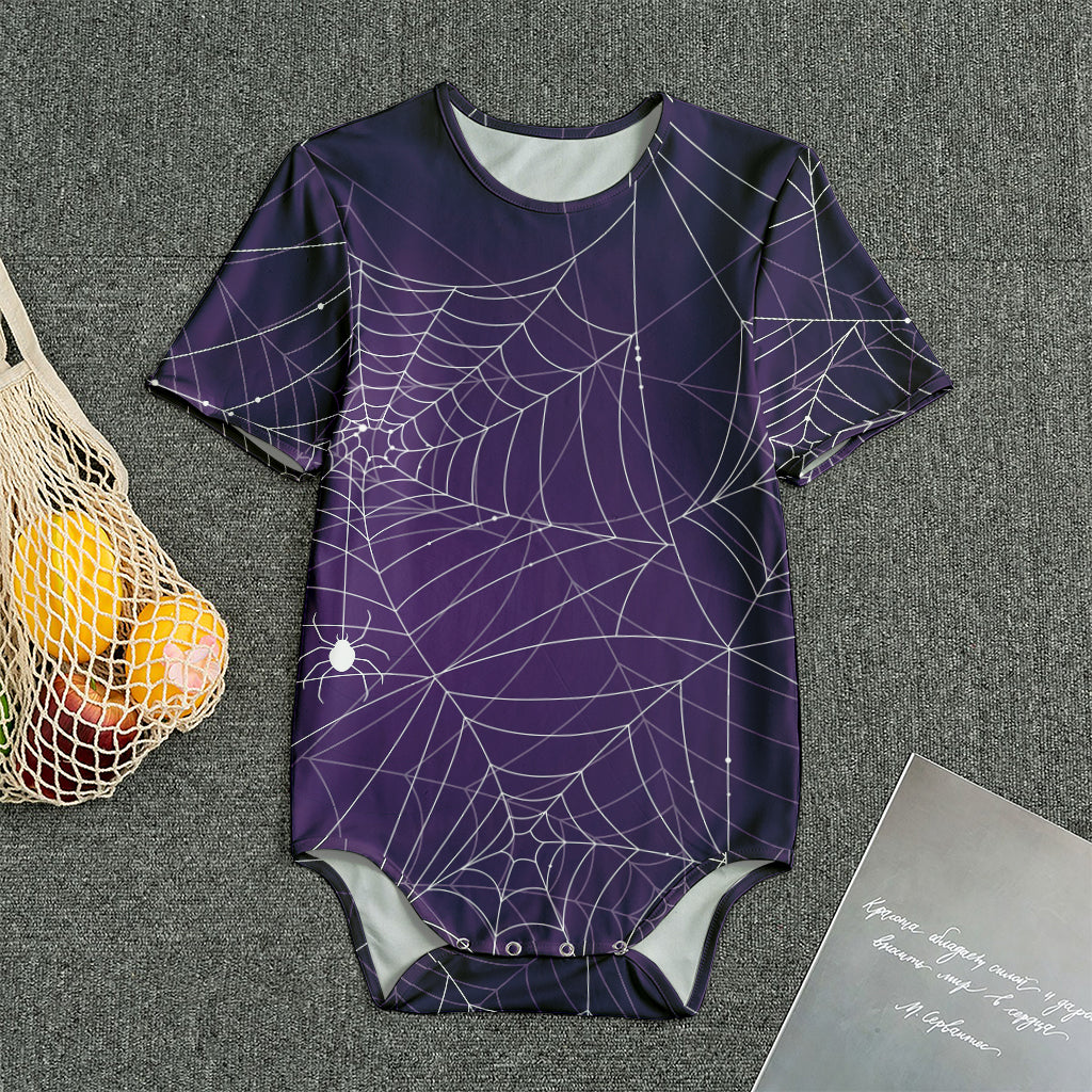 Purple Spider Web Pattern Print Men's Bodysuit