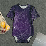 Purple Spider Web Pattern Print Men's Bodysuit