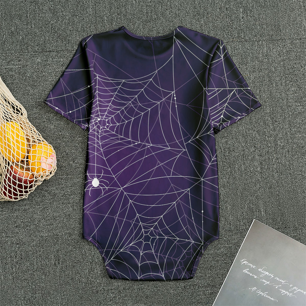Purple Spider Web Pattern Print Men's Bodysuit