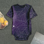 Purple Spider Web Pattern Print Men's Bodysuit