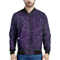 Purple Spider Web Pattern Print Men's Bomber Jacket