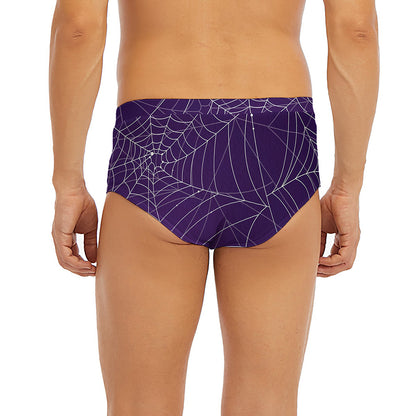 Purple Spider Web Pattern Print Men's Briefs