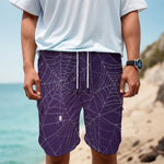Purple Spider Web Pattern Print Men's Cargo Shorts
