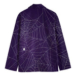 Purple Spider Web Pattern Print Men's Cotton Blazer