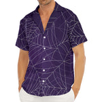 Purple Spider Web Pattern Print Men's Deep V-Neck Shirt