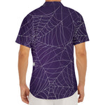 Purple Spider Web Pattern Print Men's Deep V-Neck Shirt