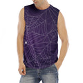 Purple Spider Web Pattern Print Men's Fitness Tank Top