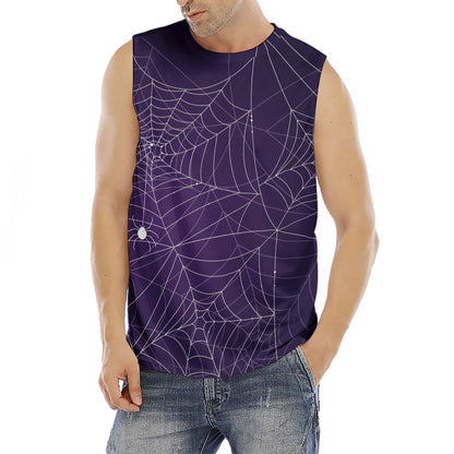 Purple Spider Web Pattern Print Men's Fitness Tank Top