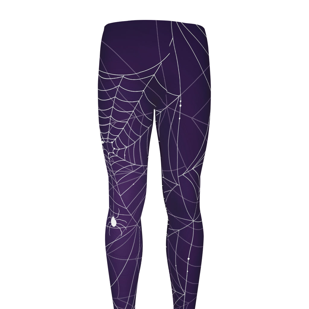 Purple Spider Web Pattern Print Men's leggings