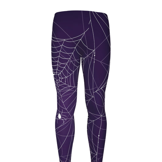 Purple Spider Web Pattern Print Men's leggings