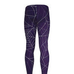 Purple Spider Web Pattern Print Men's leggings