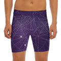 Purple Spider Web Pattern Print Men's Long Boxer Briefs