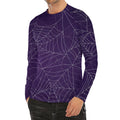 Purple Spider Web Pattern Print Men's Long Sleeve Rash Guard