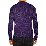 Purple Spider Web Pattern Print Men's Long Sleeve Rash Guard