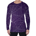 Purple Spider Web Pattern Print Men's Long Sleeve T-Shirt
