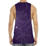 Purple Spider Web Pattern Print Men's Muscle Tank Top