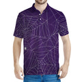 Purple Spider Web Pattern Print Men's Polo Shirt