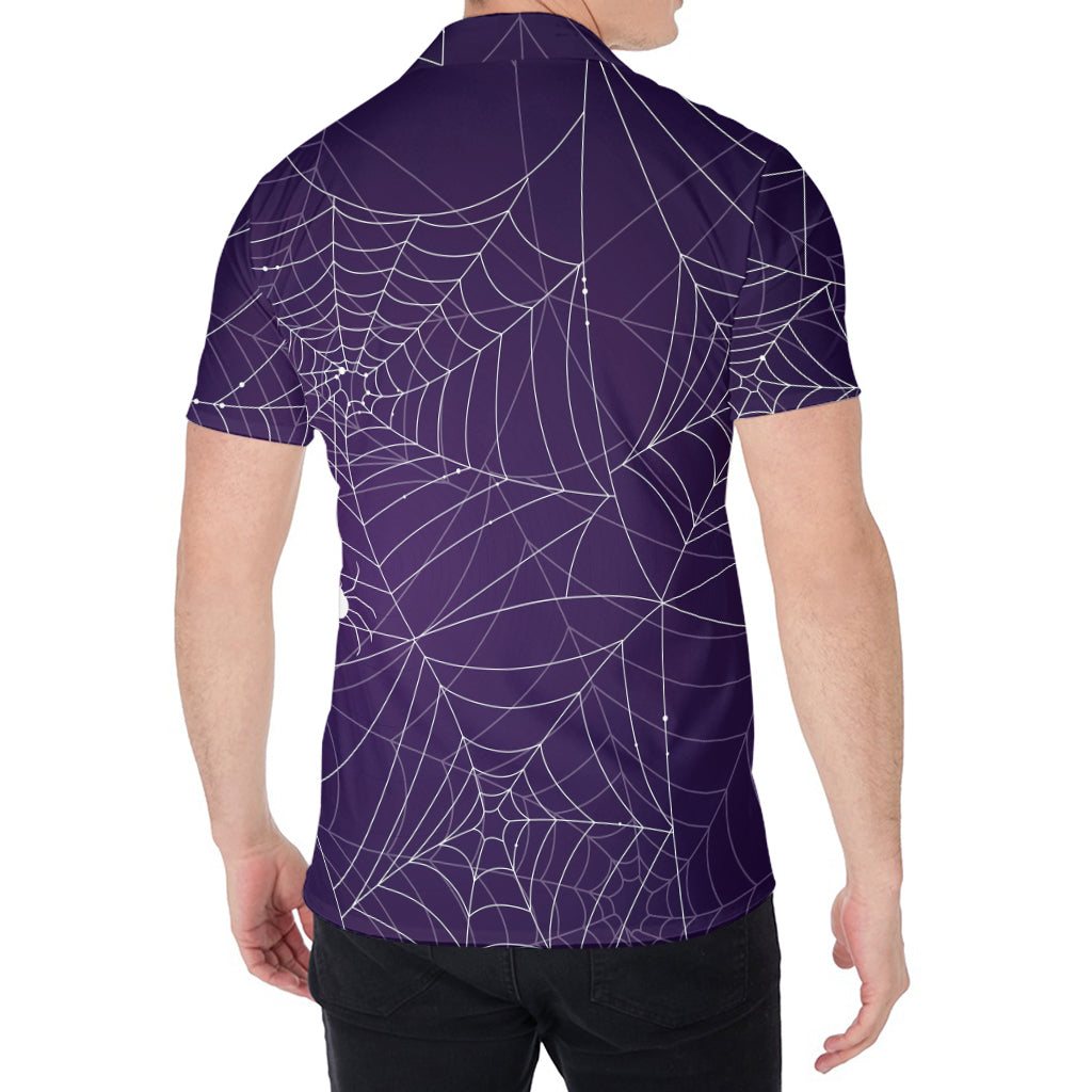 Purple Spider Web Pattern Print Men's Shirt