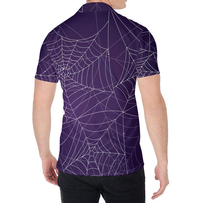 Purple Spider Web Pattern Print Men's Shirt