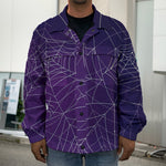 Purple Spider Web Pattern Print Men's Shirt Jacket