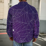 Purple Spider Web Pattern Print Men's Shirt Jacket