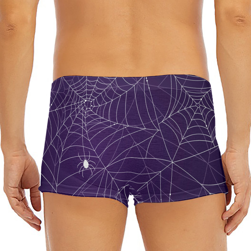 Purple Spider Web Pattern Print Men's Short Boxer Briefs