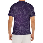 Purple Spider Web Pattern Print Men's Short Sleeve Rash Guard