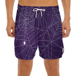 Purple Spider Web Pattern Print Men's Split Running Shorts