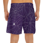 Purple Spider Web Pattern Print Men's Split Running Shorts
