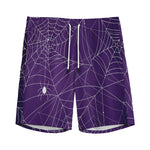 Purple Spider Web Pattern Print Men's Sports Shorts