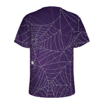 Purple Spider Web Pattern Print Men's Sports T-Shirt