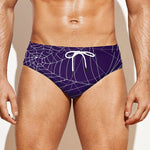 Purple Spider Web Pattern Print Men's Swim Briefs
