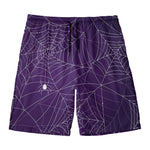 Purple Spider Web Pattern Print Men's Swim Trunks