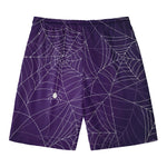 Purple Spider Web Pattern Print Men's Swim Trunks
