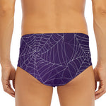 Purple Spider Web Pattern Print Men's Triangle Swim Briefs