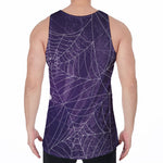 Purple Spider Web Pattern Print Men's Velvet Tank Top