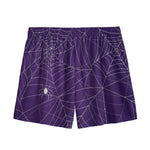 Purple Spider Web Pattern Print Mesh Shorts