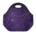 Purple Spider Web Pattern Print Neoprene Lunch Bag