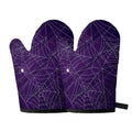 Purple Spider Web Pattern Print Oven Mitts