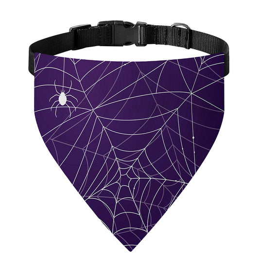Purple Spider Web Pattern Print Over The Collar Dog Bandana