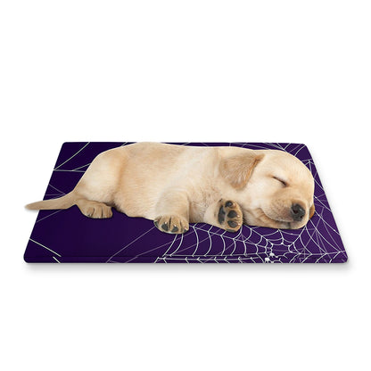 Purple Spider Web Pattern Print Pet Cooling Mat Cover