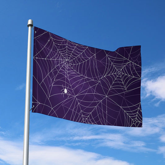 Purple Spider Web Pattern Print Polyester Flag